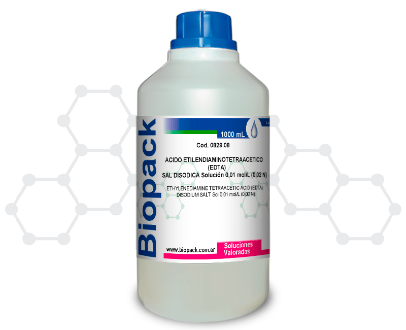 ACIDO ETILENDIAMINOTETRAACETICO, (EDTA) SAL DISODICA Solución 0,01 mol/L (0,02 N)