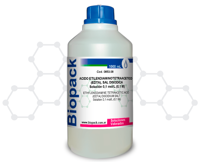 ACIDO ETILENDIAMINOTETRAACETICO, (EDTA) SAL DISODICA Solución 0,1 mol/L (0,1 M)